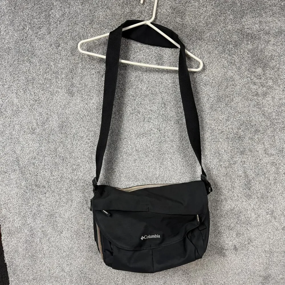 Columbia Black White Diaper Bag Large Insulated Pockets Messenger Size 12x16x5